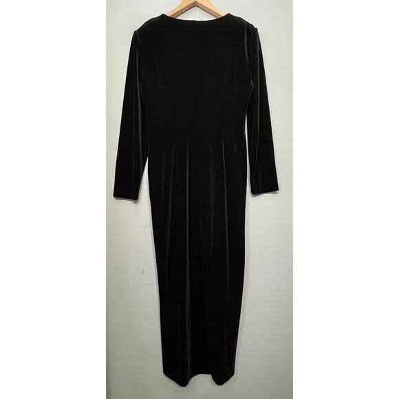 Vintage Black Velvet Maxi Dress Size 12 Holiday Gothic Romantic Witchy Evening - Picture 7 of 12